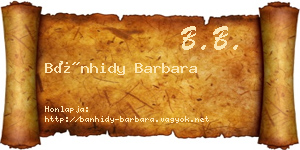 Bánhidy Barbara névjegykártya